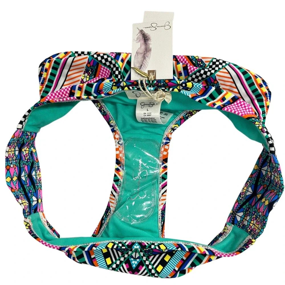 Jessica Simpson Boho Resort Bikini‎ Bottoms Large Tribal Geometric Swimwear NWT